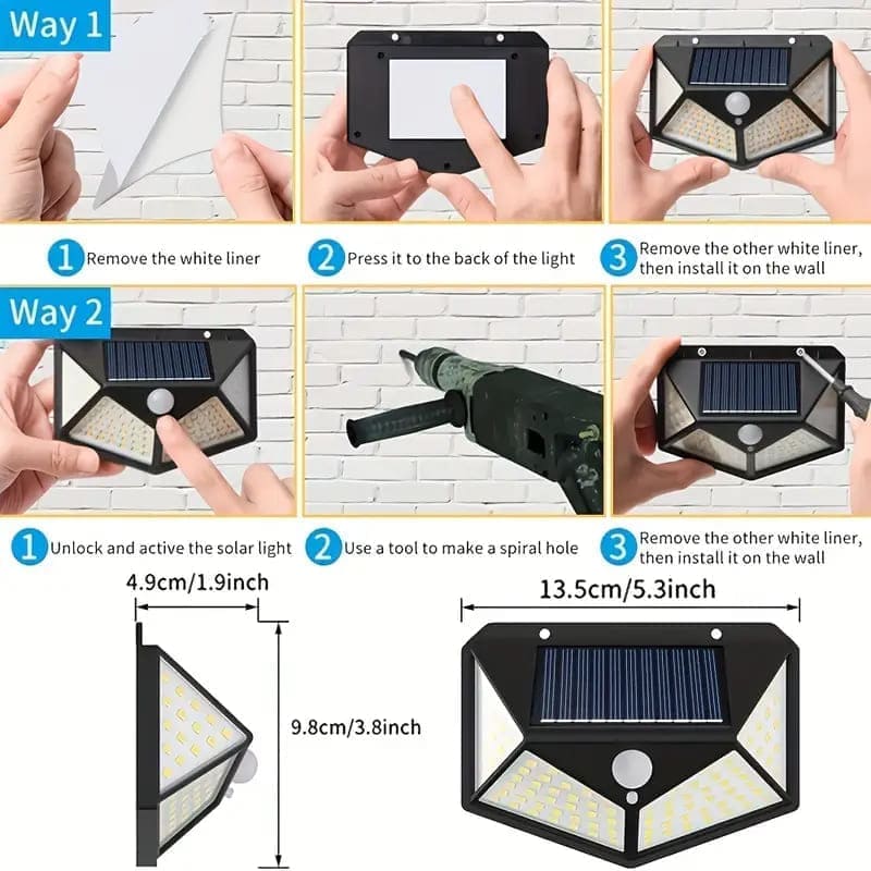 LAMPARA SOLAR DE PARED 100 LED